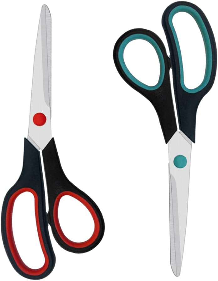 Aksiko Scissors, 2 Pack 7.5 inch Scissors for Office and Home, Scissor All Purpose for School Fabric Craft Supplies Use - Image 1